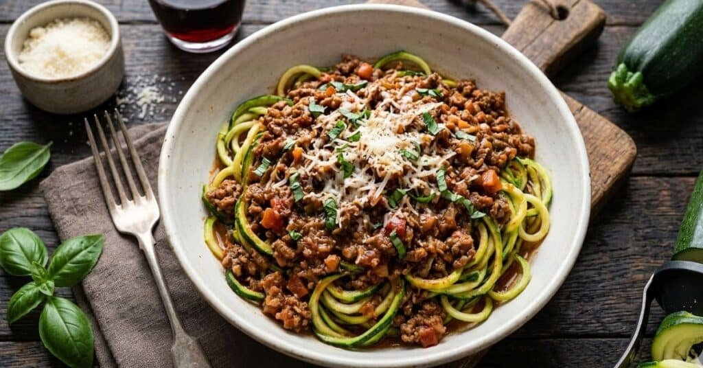 Hearty Low-Carb Zoodle Bolognese