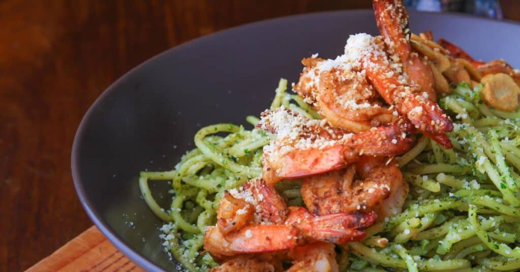 Pesto Zucchini Noodles with Shrimp