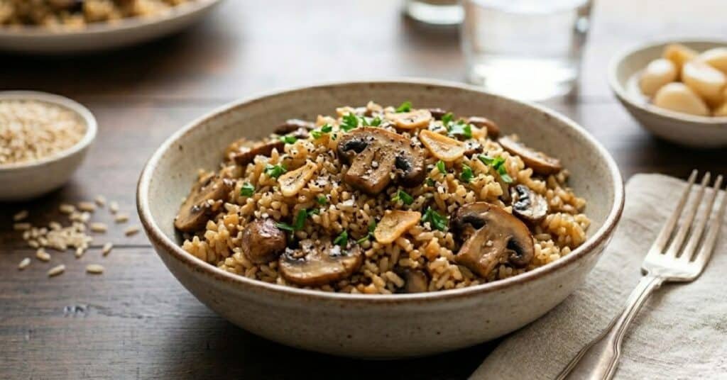 Savory Garlic Mushroom Brown Rice