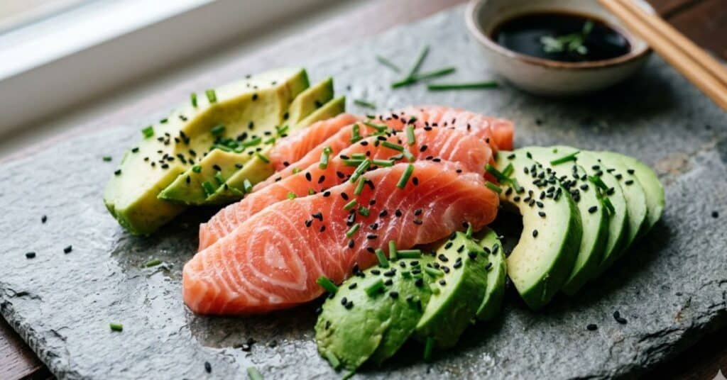 Fresh salmon and avocado