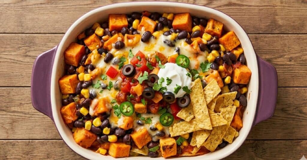 Sweet Potato and Black Bean Enchilada Bake