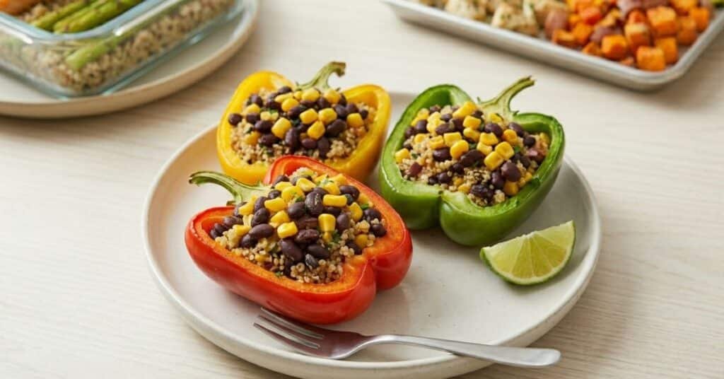 Quinoa and Black Bean Stuffed Bell Peppers