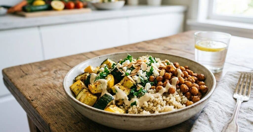 Roasted Zucchini and Chickpea Bowl
